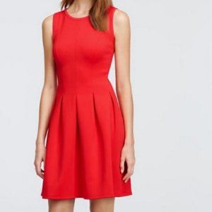 Ann Taylor Red Pleated Scuba Dress Size 8